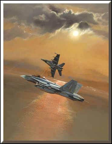 "Hornets Over the Gulf" - Rich Thistle - F-18 Hornet Aviation Art